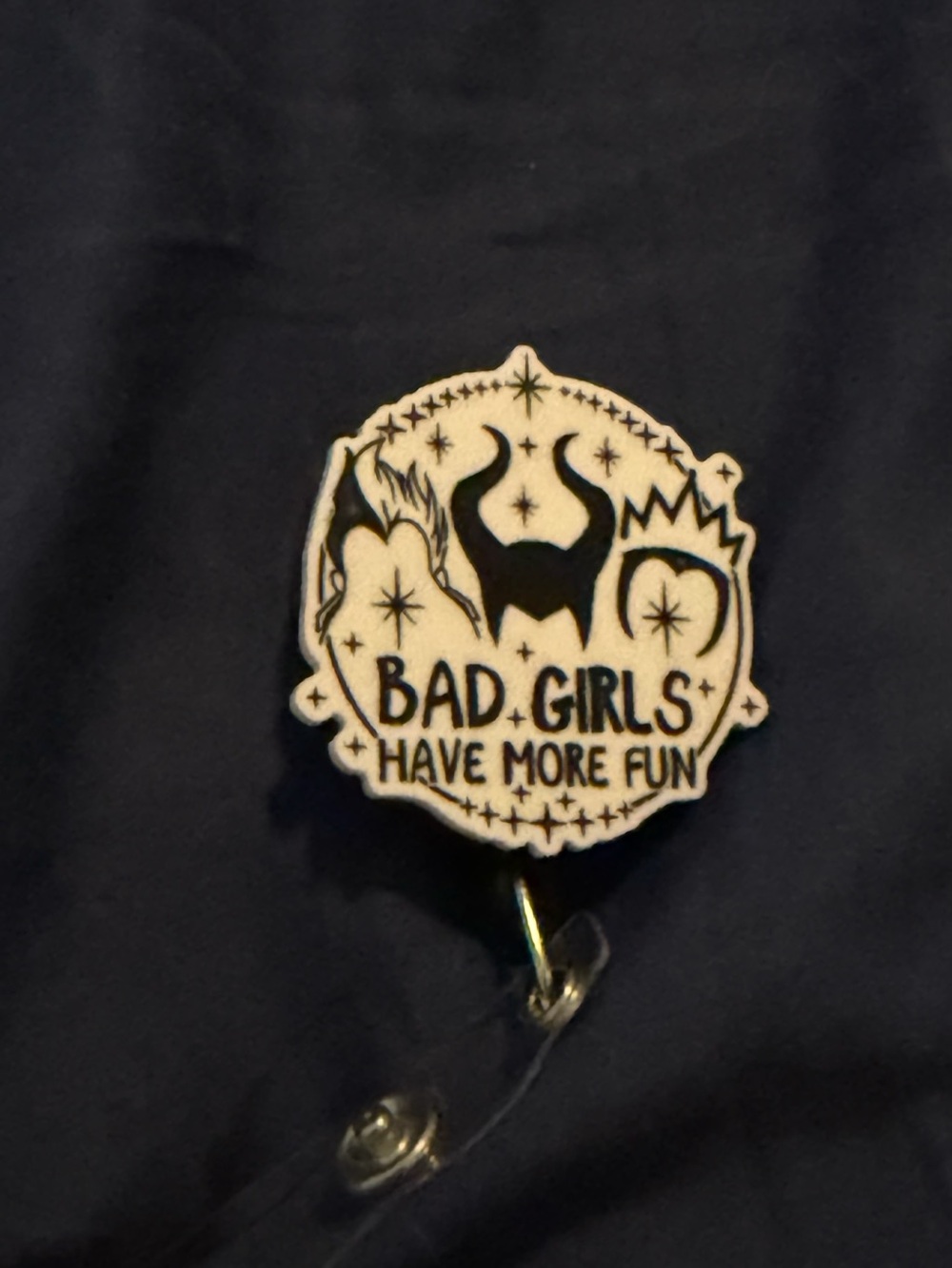 Black "Bad Girls Have More Fun" Badge Reel